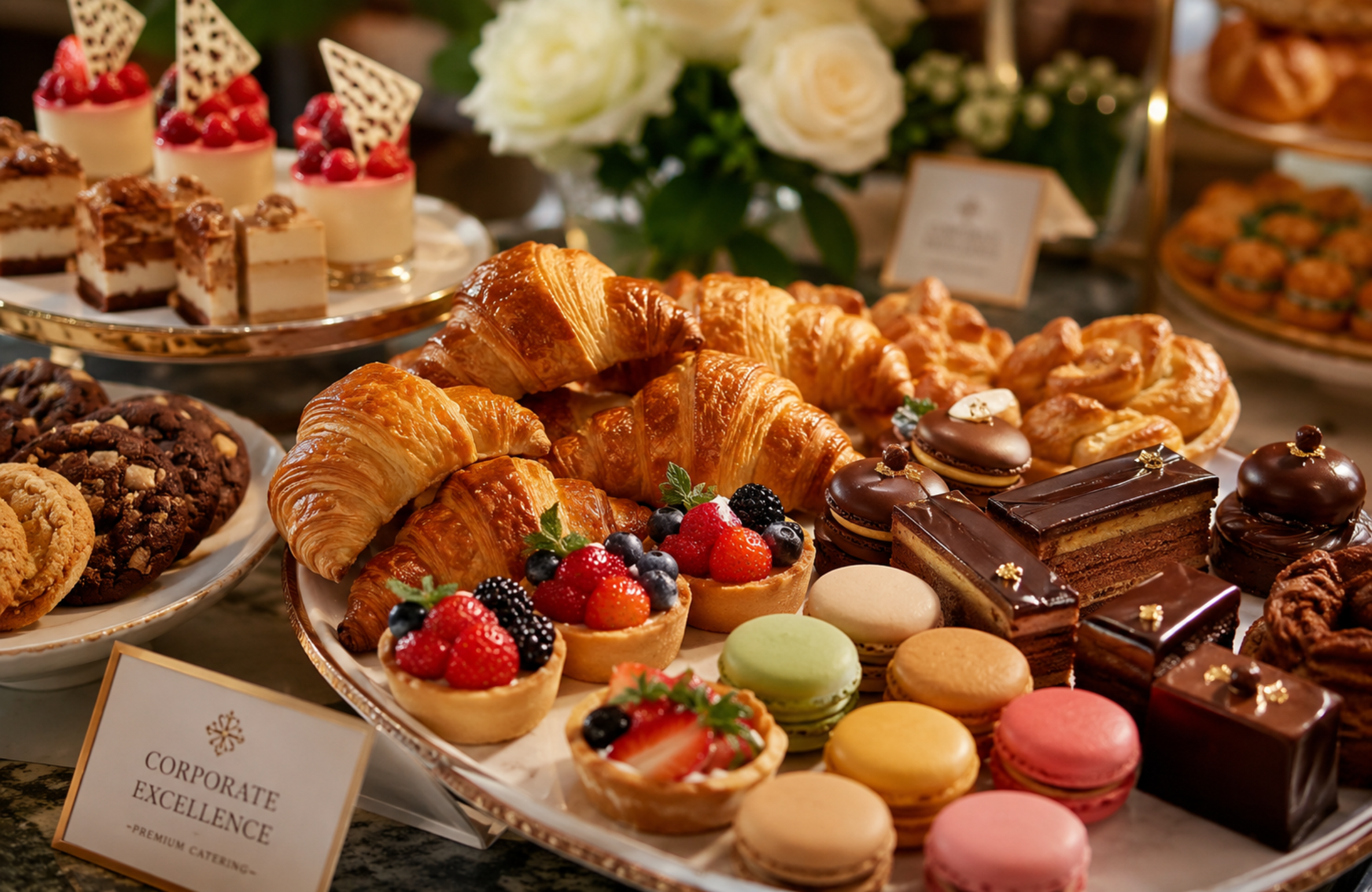 Pastries and cakes perfectly suited for a corporate client meeting